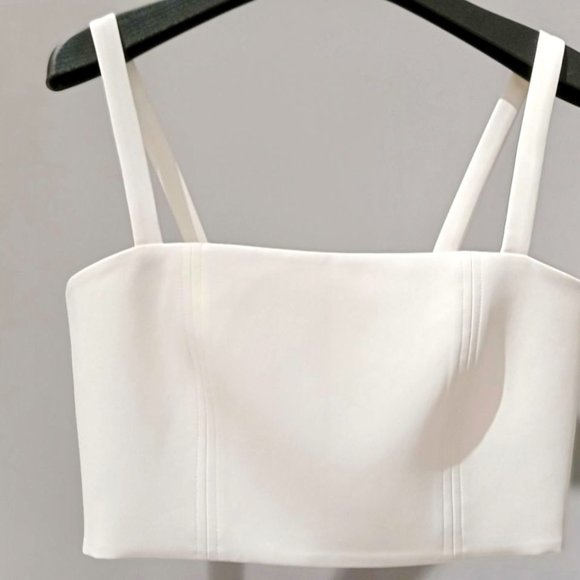 CROP WHITE TOP IVORY REAR ZIP - Picture 7 of 8